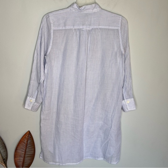J Crew Blue White Stripe Button Up Light Tunic Shirt Dress - Picture 8 of 9